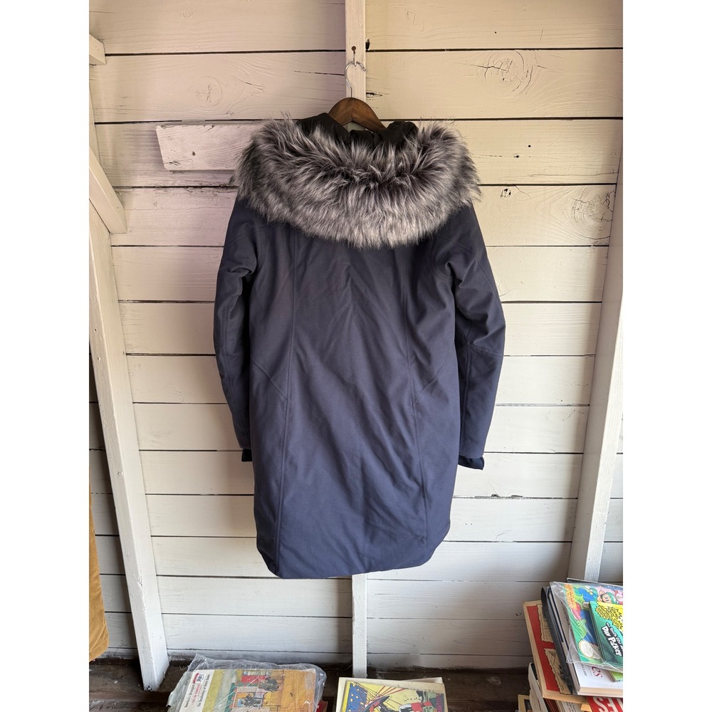 The North Face Gore-Tex 550 Down Parka Navy Blue Faux Fur Hood Jacket Womens M - Picture 5 of 8